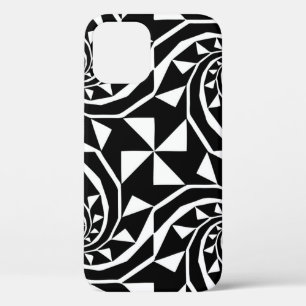 Black and white bord design, ornament art, home iPhone 12 case