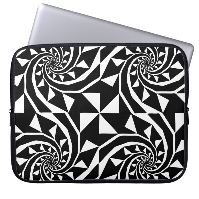 Black and white bord design,  ornament art,  home  laptop sleeve (Front)