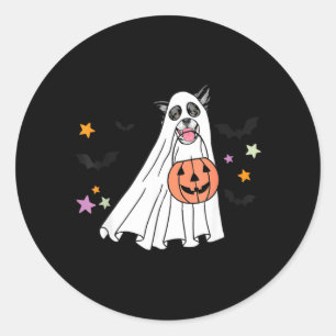 Black And White Border Collie Boo Dog Halloween Classic Round Sticker