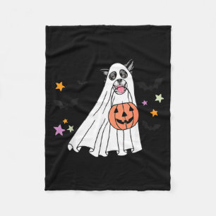 Black And White Border Collie Boo Dog Halloween Fleece Blanket