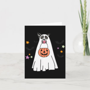 Black And White Border Collie Dog Boo Halloween Card