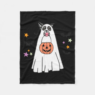 Black And White Border Collie Dog Boo Halloween Fleece Blanket