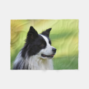 Black and White Border Collie Dog Fleece Blanket