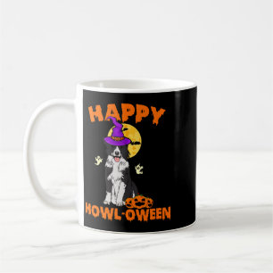 Black And White Border Collie Dog Witch Happy Coffee Mug