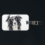 Black and White Border Collie Luggage tag New<br><div class="desc">Border Collies are amazing dogs, they are affectionate, easy to train and anxious to please. They fit well into family life, and make lovely pets. This is my redesigned drawing of my Black and White, Border Collie Gypsy. Sadly she is no longer with us, but she has a special place...</div>