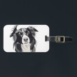 Black and White Border Collie Luggage tag New<br><div class="desc">Border Collies are amazing dogs, they are affectionate, easy to train and anxious to please. They fit well into family life, and make lovely pets. This is my redesigned drawing of my Black and White, Border Collie Gypsy. Sadly she is no longer with us, but she has a special place...</div>