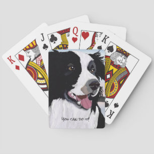 Black and White Border Collie Playing Cards