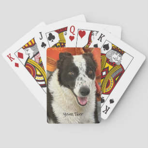 Black and White Border Collie Playing Cards