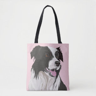 Black and white Border Collie Tote Bag