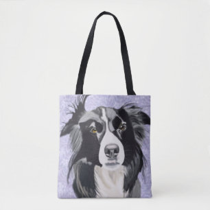 Black and White Border Collie Tote Bag