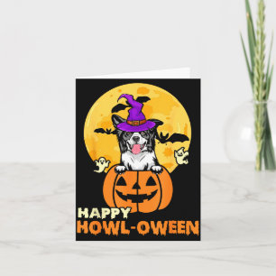 Black And White Border Collie Witch Dog Happy Card