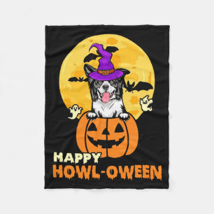 Black And White Border Collie Witch Dog Happy Fleece Blanket