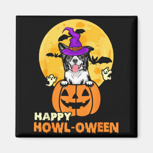 Black And White Border Collie Witch Dog Happy Magnet