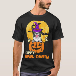 Black And White Border Collie Witch Dog Happy T-Shirt