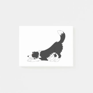 Black and White Border Collie Yoga Post-it Notes
