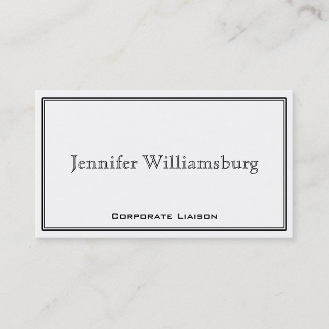 Black and White Border Professional Business Card (Front)