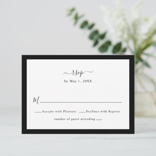 Black and White Border RSVP Card (Standing Front)