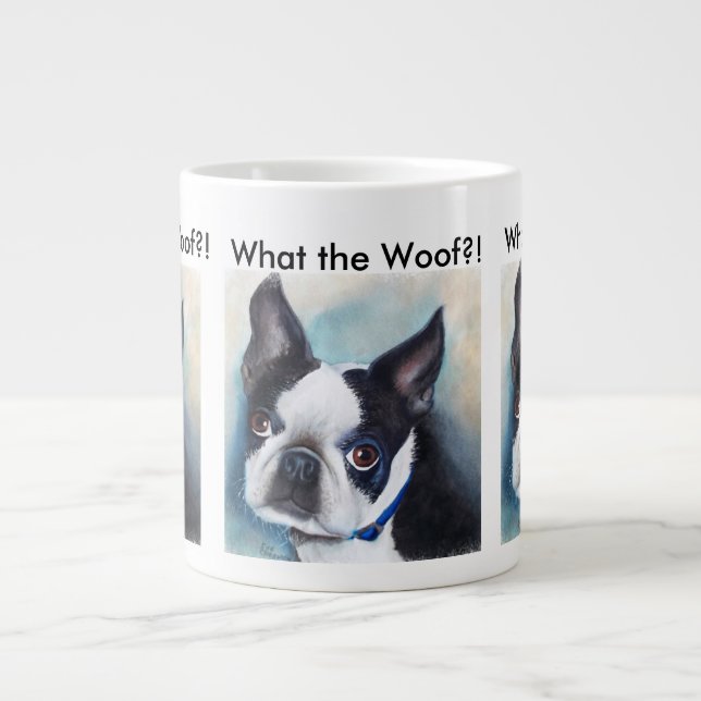 BLACK AND WHITE BOSTON TERRIER LARGE COFFEE MUG (Front)