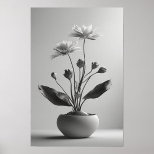 Black and white  Botanical Elegance  Poster