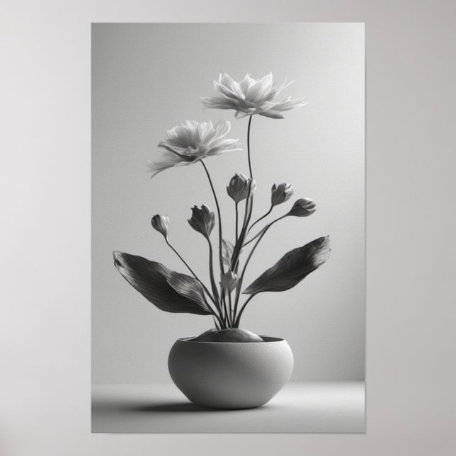 Black and white  Botanical Elegance  Poster (Front)