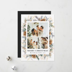 Black and White Botanical Photo Frame Christmas Holiday Card