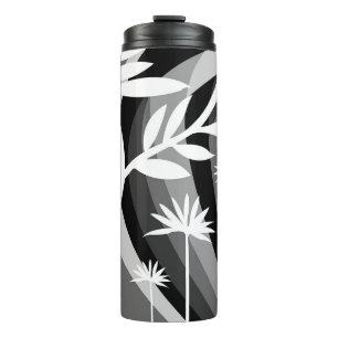 Black and White Botanical Plant Illustration Thermal Tumbler