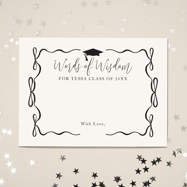 Black and White Bow Girl High School Graduation Enclosure Card (Creator Uploaded)
