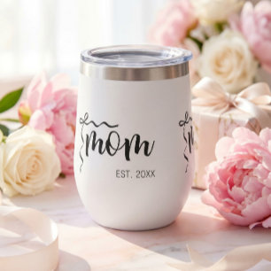 Black and White Bow Script Mum Established Elegant