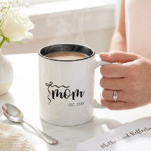 Black and White Bow Script Mum Established Elegant