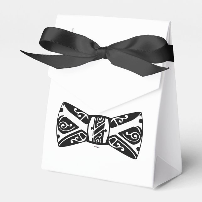 Black and White Bow Tie Favour Box (Front Side)