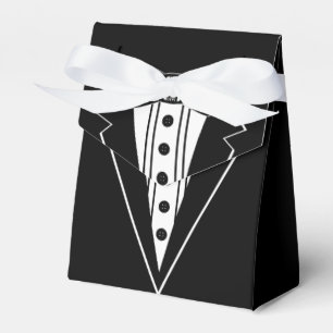 Black and White Bow Tie with Tux Favour Box