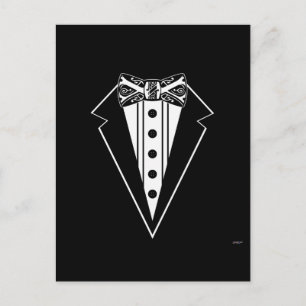 Black and White Bow Tie with Tux Postcard