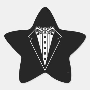 Black and White Bow Tie with Tux Star Sticker