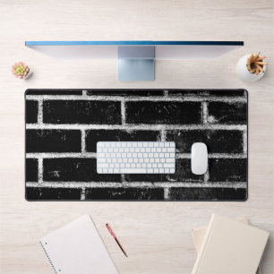 Black and White Brick Wall Desk Mat