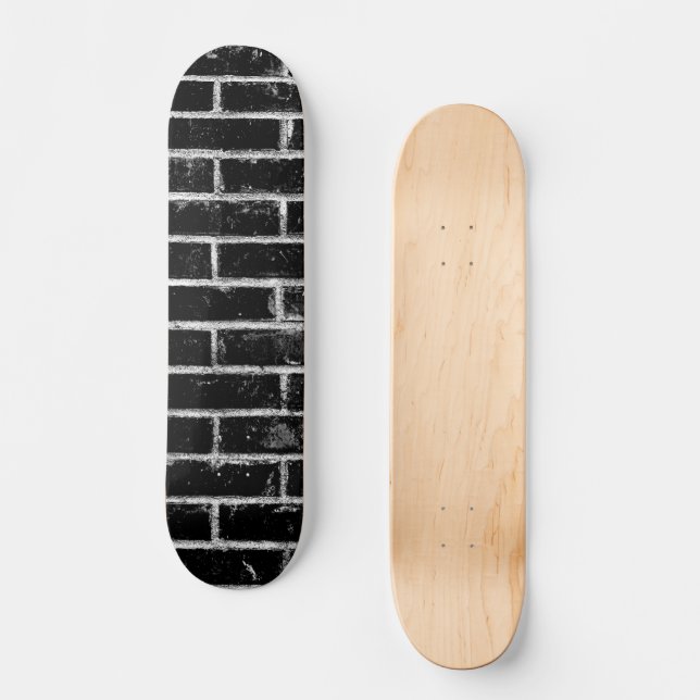 Black and White Brick Wall Skateboard (Front)