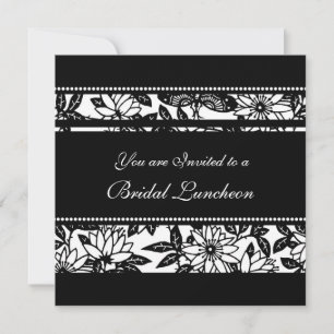 Black and White Bridal Luncheon Invitation Cards