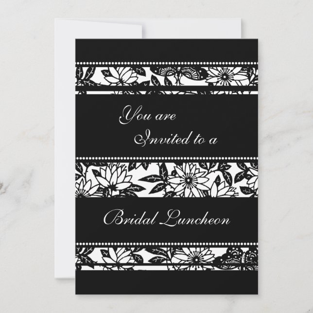 Black and White Bridal Luncheon Invitation Cards (Front)
