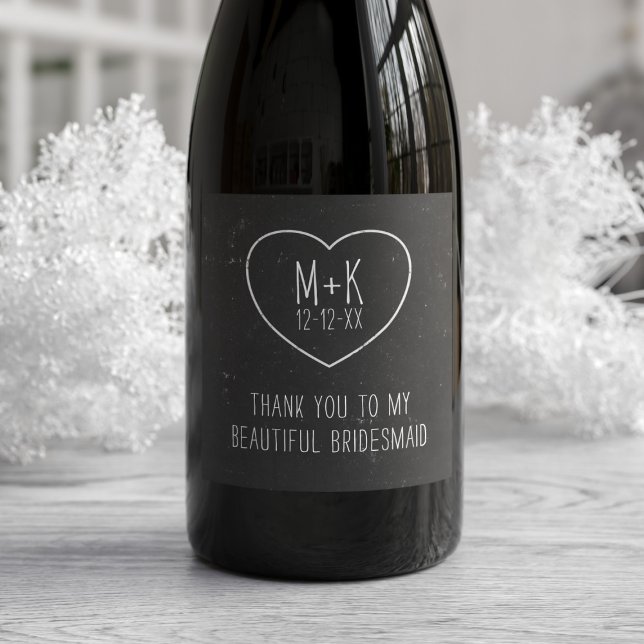 Black and White Bridal Party Thank You Wine Label (You can thank any member of your beautiful wedding party. Just add your details)