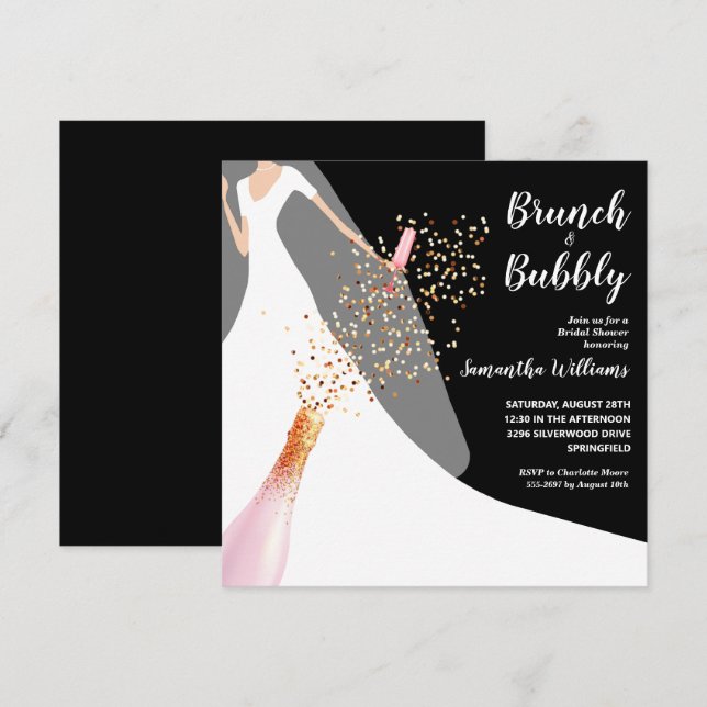 Black and White Bridal Shower Invitations (Front/Back)