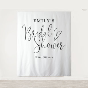 Black And White Bridal Shower Photo Backdrop Tapestry