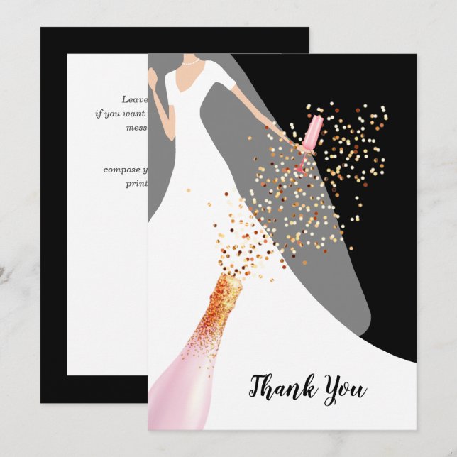 Black and White Bridal Shower Thank You Card (Front/Back)