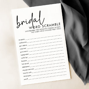 Black and White Bridal Shower Word Scramble Game