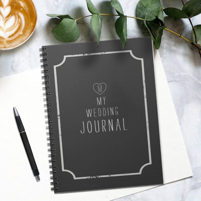 Black and White Bride Monogram Wedding Notebook (A journal for all your wedding thoughts and ideas. Just add your initial)