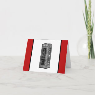 Black and White British Telephone Box Travel Image Card