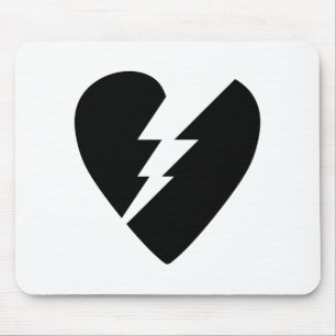 Black and White Broken Heart Vector Art Mouse Mat