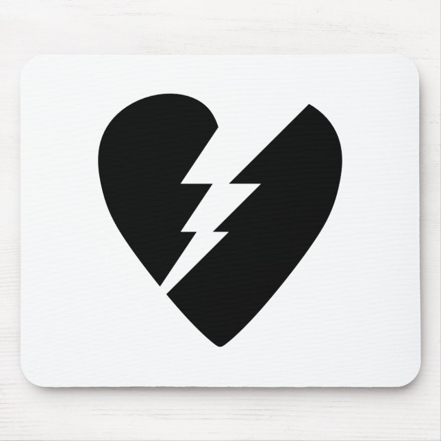Black and White Broken Heart Vector Art Mouse Mat (Front)
