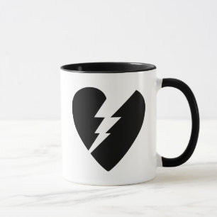 Black and White Broken Heart Vector Art Mug