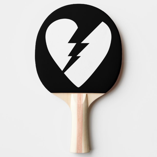 Black and White Broken Heart Vector Art Ping Pong Paddle (Front)
