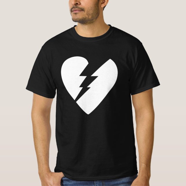Black and White Broken Heart Vector Art T-Shirt (Front)