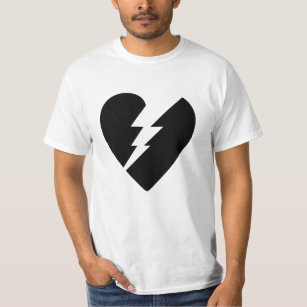 Black and White Broken Heart Vector Art T-Shirt